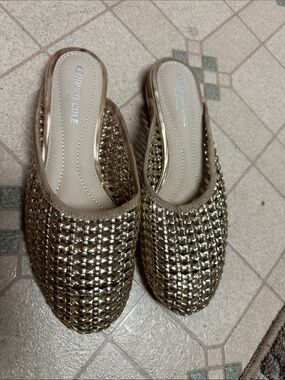 Kenneth Cole Women's Metallic Gold Woven Slip-On Mules